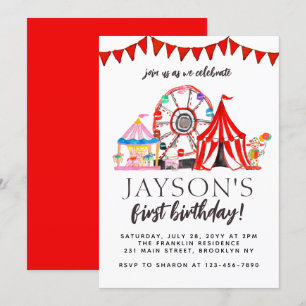 Carnival Circus Ferris Wheel Party Birthday Kaart