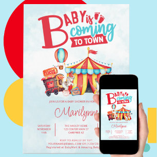 Carnival Circus Festival Baby Shower Kaart