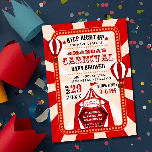 Carnival Circus Festival Baby shower Kaart