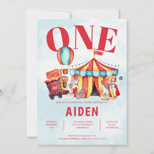 Carnival Circus Festival Kind 1e verjaardag Kaart (Voorkant)