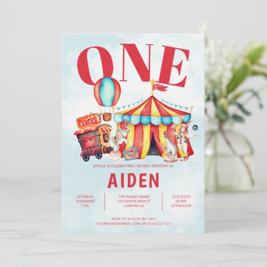 Carnival Circus Festival Kind 1e verjaardag Kaart (Staand voorkant)