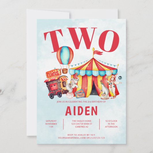 Carnival Circus Festival Kind 2e verjaardag Kaart (Voorkant)