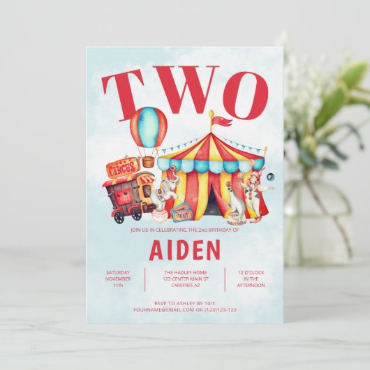 Carnival Circus Festival Kind 2e verjaardag Kaart (Staand voorkant)