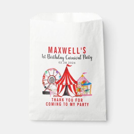 Carnival Circus Festival Show Dank je verjaardag Bedankzakje (Voorkant)