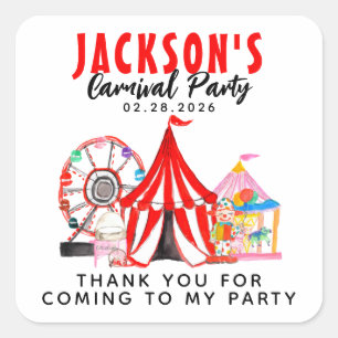 Carnival Circus Festival Show Dank je verjaardag Vierkante Sticker
