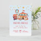Carnival Circus Jongen 1e Verjaardagsfeest Kaart (Staand voorkant)