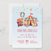Carnival Circus Jongen 1e Verjaardagsfeest Kaart (Voorkant)
