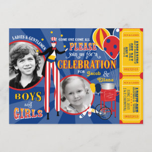 Carnival Circus Juggling Stilt Walkers Birthday Kaart