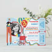 Carnival Circus Juggling Stilt Walkers Birthday Kaart (Staand voorkant)