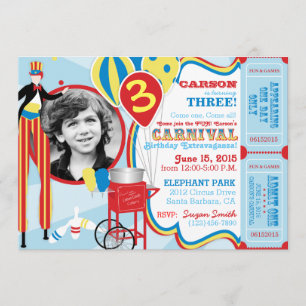 Carnival Circus Juggling Stilt Walkers Birthday Kaart