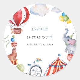 Carnival Circus Kid 4e Verjaardag Ronde Sticker