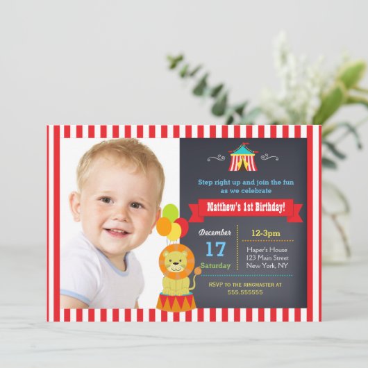Carnival Circus Lion Bigtop Birthday Kaart (Staand voorkant)