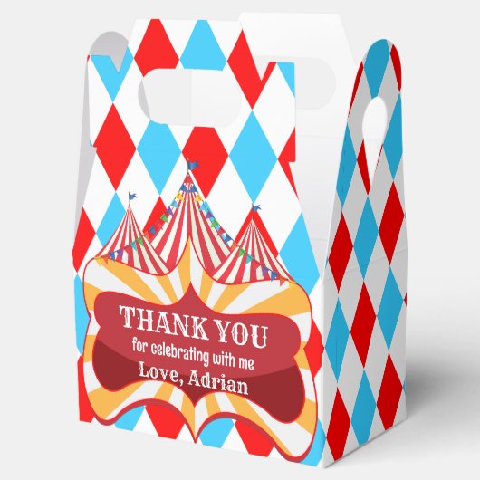 Carnival circus personaliseerde naam bedankdoosjes (Geopend)