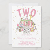 Carnival Circus Roze 2de Verjaardag Kaart (Voorkant)