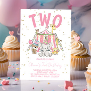 Carnival Circus Roze 2de Verjaardag Kaart