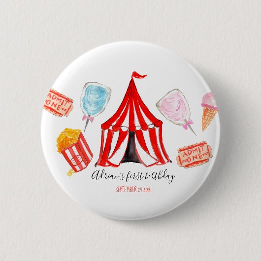 Carnival circus schattige verjaardagsknoppartij ronde button 5,7 cm (Voorkant)