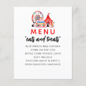 Carnival Circus Show Birthday Party Menu (Voorkant)
