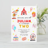 Carnival Circus Tent Clown Popcorn Kind Birthday Kaart (Staand voorkant)