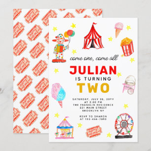 Carnival Circus Tent Clown Popcorn Kind Birthday Kaart