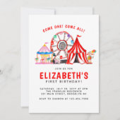 Carnival Circus Tent Clown Show Party Kind Birthda Kaart (Voorkant)