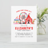 Carnival Circus Tent Clown Show Party Kind Birthda Kaart (Staand voorkant)
