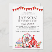 Carnival Circus Tent Ferris Wheel Party Birthday Kaart (Voorkant)