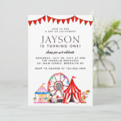 Carnival Circus Tent Ferris Wheel Party Birthday Kaart (Staand voorkant)