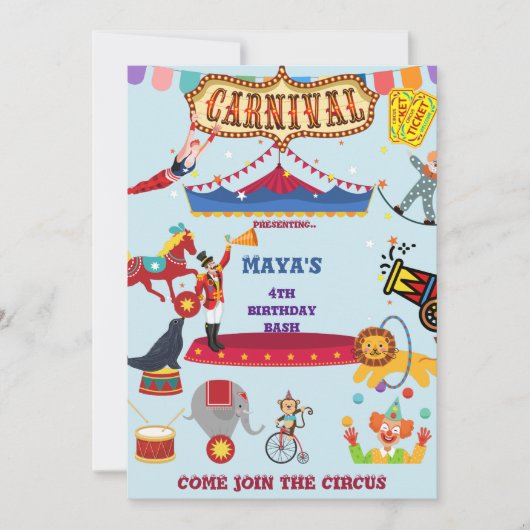 Carnival Circus thema Kinderen Birthday Kaart (Voorkant)