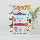 Carnival Circus thema Kinderen Birthday Kaart (Staand voorkant)