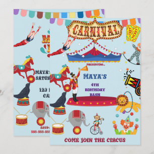 Carnival Circus thema Kinderen Birthday Kaart