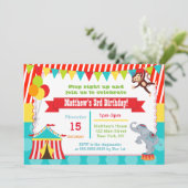 Carnival Circus Ticket Verjaardagsfeest Uitnodigin Kaart (Staand voorkant)