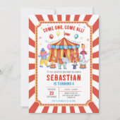 Carnival Circus Verjaardagsuitnodiging Kaart (Voorkant)