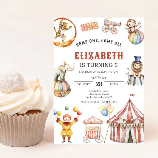 Carnival Circus Verjaardagsuitnodiging Kaart