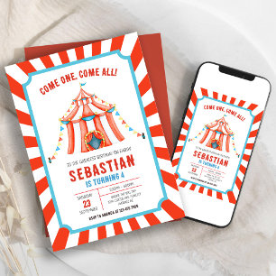 Carnival Circus Verjaardagsuitnodiging Kaart
