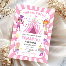 Carnival Circus Verjaardagsuitnodiging