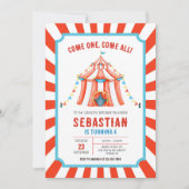 Carnival Circus Verjaardagsuitnodiging Kaart (Voorkant)