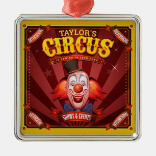 Carnival Clown ADD NAME Big Top Family Circus Show Metalen Ornament