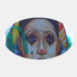 Carnival Clown Design Ovale Sticker