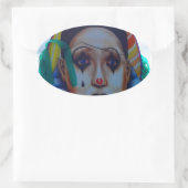 Carnival Clown Design Ovale Sticker (Tas)