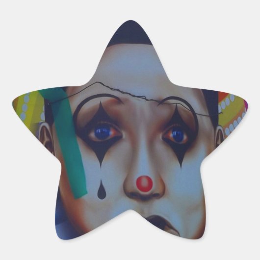 Carnival Clown Design Ster Sticker (Voorkant)
