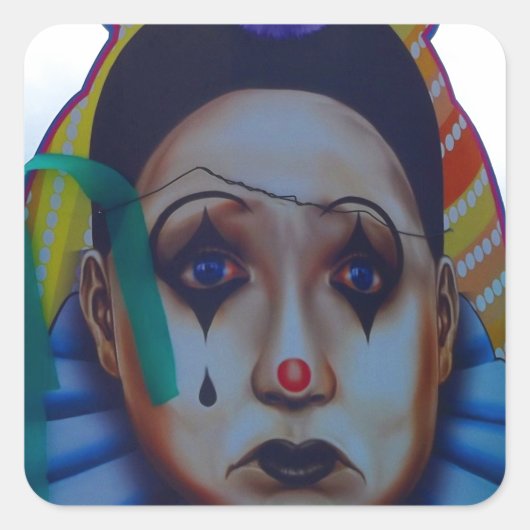 Carnival Clown Design Vierkante Sticker (Voorkant)