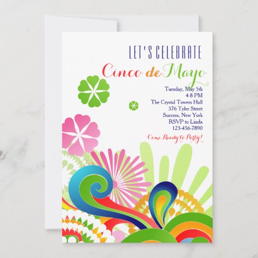Carnival Colors Cinco de Mayo Invitation Kaart (Voorkant)