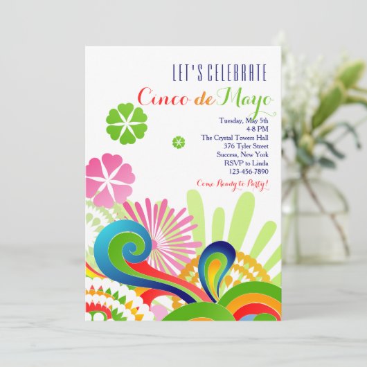 Carnival Colors Cinco de Mayo Invitation Kaart (Staand voorkant)