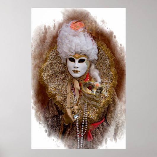 Carnival Costume Portrait, Venetië Poster (Voorkant)