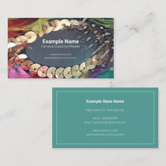 Carnival Costumes Retail of Designer Visitekaartje (Voorkant / Achterkant)
