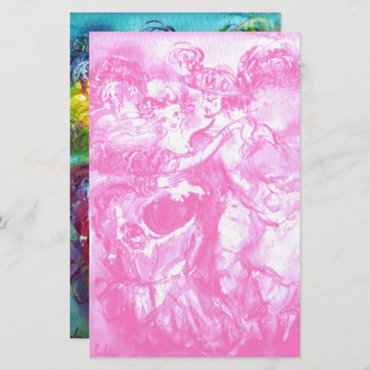 CARNIVAL DANCE, helderroze wit Briefpapier (Voorkant / Achterkant)