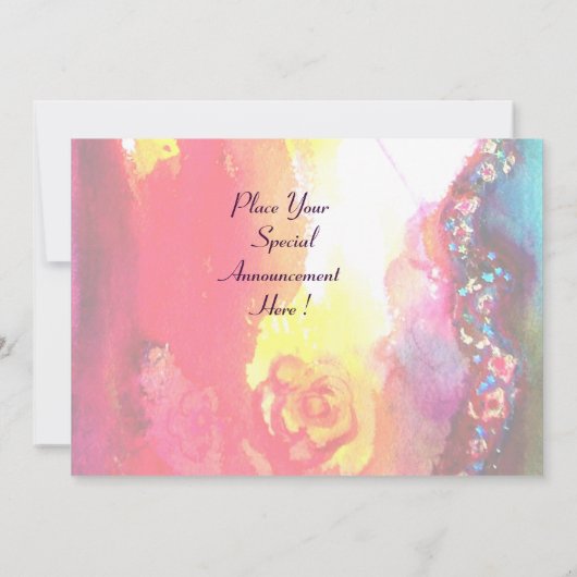 CARNIVAL DANCE, levendige blauwe gele roze roze ro Aankondiging (Achterkant)