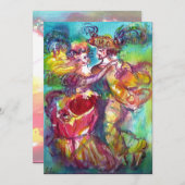 CARNIVAL DANCE, levendige blauwe gele roze roze ro Aankondiging (Voorkant / Achterkant)