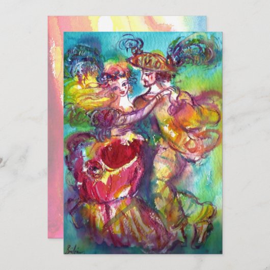 CARNIVAL DANCE, levendige roze roze roze blauw gee Aankondiging (Voorkant / Achterkant)