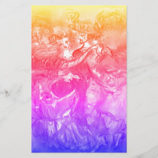 CARNIVAL DANCE Masquerade Dancers Pink Yellow Blue Briefpapier (Voorkant)